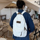 覓卡書(shū)包女初中高中生背包美式復古帆布雙肩包大容量休閑電腦旅行包 白色