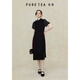 茶·愫【明星同款/輕禮服】puretea茶愫新中式旗袍絲絨連衣裙女夏季新品 石墨黑 L