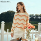 Olrain歐芮兒彩色針織衫女早秋新款水波紋慵懶風(fēng)套頭毛衣 彩色 M
