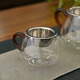 班意 公道杯 公杯分茶器 分茶勻杯茶海200ML純手工高硼硅耐熱玻璃 迷你小巧花海 紅+杯漏小號帶卡扣