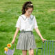 方糖姑娘初中生時(shí)尚女孩套裝裙子少女夏季中學(xué)生學(xué)院風(fēng)大童兩件套潮女孩子 9961套裝（上衣+短裙） M