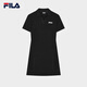 FILA 斐樂官方女子針織連衣裙時尚修身POLO領(lǐng)短袖裙子 正黑色-BK L (170) 88A