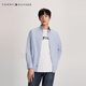 Tommy Hilfiger【柔軟府綢】秋冬男裝易打理格紋商務(wù)休閑長(cháng)袖襯衣襯衫外套 藍白格紋0MS 39