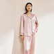 萬(wàn)事利春秋真絲睡衣女兩件套100%桑蠶絲長(cháng)袖套裝絲綢家居服 淳靜 櫻花粉 L