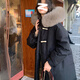 茯見棉服外套女冬季2024新款寬松學(xué)生中長款過膝棉衣保暖羽棉襖絨服 黑色【M】