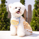 ISPET狗狗衣服小型犬春夏連衣裙比熊泰迪衣服貓衣服薄款田園甜美格子裙 黃色 L（推薦8-10斤）