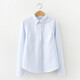 暖喬（Nuanqiao）全棉牛津紡純棉襯衫女長(cháng)袖寬松春秋白色工裝休閑打底襯衣 淺藍條紋 M（100-115斤）