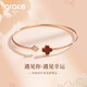 Grace Girl原創(chuàng  )四葉草銀手鐲女紅瑪瑙輕奢時(shí)尚飾品生日情人節禮物送女友老婆 四葉草手鐲（紅）