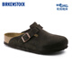 BIRKENSTOCK勃肯德國(guó)進(jìn)口男女款牛皮絨面革軟底Boston包頭拖鞋 深棕常規(guī)版660461 39