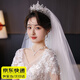 QBILY 新娘皇冠 婚紗頭飾造型發(fā)飾配飾公主生日禮服發(fā)飾配飾頭飾發(fā)箍 V型皇冠銀色+頭紗