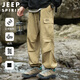 JEEP SPIRIT吉普工裝褲男春夏季寬松純棉休閑褲男士沖鋒褲子男 卡其 L