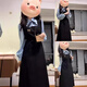 瑜尚臻品假兩件學(xué)院風(fēng)長袖連衣裙子女秋冬季教資面試通勤韓系穿搭套裝 【黑色】S（80-90斤）