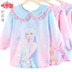 多妙屋兒童罩衣畫(huà)畫(huà)圍裙秋冬防水寶寶反穿衣女童飯兜23Y001冰公主M碼