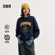 森馬（Semir）[商場(chǎng)同款]女oversize發(fā)熱抗菌2024冬季繡花抓絨上衣101724116004