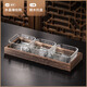 裕昶水果盤(pán)家用客廳茶幾干果零食擺放盤(pán)喬遷新居瓜子茶點(diǎn)心玻璃小吃盤(pán) 錘紋碗3只+三格桐木托盤(pán)