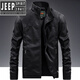 JEEP2026新款皮夾克男春秋皮衣韓版潮流修身春秋季外套男裝 7707黑色 2XL