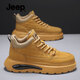 JEEP吉普中幫休閑鞋男秋冬新款軟底防滑馬丁男鞋潮流厚底運動(dòng)板鞋子男 土黃【標準運動(dòng)鞋碼】 41