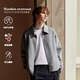PSO Brand【純羊毛】極簡(jiǎn)風(fēng)夾克外套秋冬男綿羊毛CleanFit廓形拉鏈上衣女 花灰色HathaGrey M