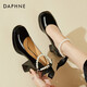 DAPHNE達芙妮高跟鞋女瑪麗珍夏小個(gè)子新款百搭少女法式仙女風(fēng)珍珠單鞋 黑色 8cm 36 (230mm)