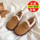 斷碼清倉品牌鞋復(fù)古勃肯鞋女學(xué)生秋冬款平底毛毛鞋一腳蹬保暖棉鞋 棕色 37 (235mm)