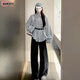 DXOT法式藍(lán)色襯衫外套女春秋季2025早秋新款韓系穿搭泡泡袖中長(zhǎng)款上衣 藍(lán)色不送腰帶 M 45-55kg