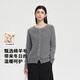 FivePlus減齡針織衫女顯瘦百搭修身開(kāi)衫小個(gè)子甜美上衣長(cháng)袖 灰色 M