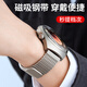 古美 適用華為WATCH5/4手表表帶磁吸金屬GT5pro不銹鋼WATCH4pro精鋼buds耐磨GT3腕帶防刮2鈦金new男女 鈦金色【透氣耐磨】