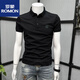 羅蒙（ROMON）潮牌翻領(lǐng)POLO.衫男短袖夏季2026新款潮流修身純色商務(wù)休閑百搭T恤 黑色 XL 建議130-145斤