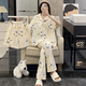 JIOESC睡衣夏季女短袖短褲家居服星星帕恰狗可愛(ài)裝長(cháng)褲學(xué)生外穿三件套 星星狗【三件套】 XL 【120-140斤】