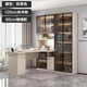 夢(mèng)率可定制轉角書(shū)桌書(shū)架一體實(shí)木書(shū)柜學(xué)習桌帶書(shū)柜組合兒童學(xué)習電腦桌 奶茶色120cm右書(shū)柜+80cm玻璃柜