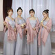音團香檳色伴娘披肩新娘婚紗婚禮外套禮服外搭姐妹團圍巾女秋冬季白色 豆沙粉