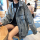 蘭威費雷牛仔外套女春秋韓版學(xué)生牛仔衣少女上衣夾克潮 圖片色 XL （140-165斤）