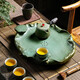 領(lǐng)藝干泡茶盤(pán)家用陶瓷圓形創(chuàng  )意儲水荷花禪意小茶臺不含茶具 【圓形排儲雙用】蓮花韻