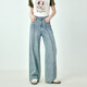 樂(lè )町夏季新款垂感牛仔闊腿褲C1HAE2223 淺牛仔藍 L