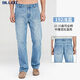 BILLION寬松直筒牛仔褲男薄款高腰中腰斜插大口袋易穿搭休閑長(cháng)褲子J11718 192淺藍 中腰 34 (2.67尺)