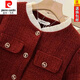 皮爾卡丹（pierre cardin）24年新款小香風(fēng)紅色外套女秋冬新款顯瘦今年流行歐版短款上衣 紅色外套  加棉 L【建議110-120斤