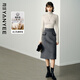 顏域雙面呢灰色半身裙女2024冬季中長(cháng)款A字高腰毛呢裙子 深灰 L/40
