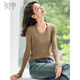初申春秋針織衫女時(shí)尚百搭圓領(lǐng)外穿內搭打底衫針織長(cháng)袖上衣S143Z3020 深卡其 M/均碼