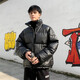 主野（ZHU YE）PU皮棉衣男女短款外套冬季面包服秋冬新款立領(lǐng)棉服男加厚情侶棉襖 黑色 L