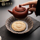 悟茶事 陶瓷壺承茶承干泡臺 復古葵花蓋碗茶托盤(pán)家用圓形茶壺托 葵花壺承(鎏金釉)