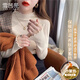 雪茜曼木耳花邊長袖針織打底衫春季顯瘦小香風高級感內(nèi)搭半高領打底上衣