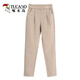 啄木鳥(niǎo)毛呢褲子女2026秋冬新款高腰顯瘦蘿卜褲寬松西褲小腳休閑哈倫褲女 杏色 L 建議106-118斤