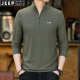 JEEP SPIRIT吉普休閑立領(lǐng)半拉鏈薄套頭長(cháng)袖t恤寬松春季男士彈力速干運動(dòng)上衣 軍綠色 XXL185/104A建議165-175斤