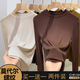 勛貍粑【兩件裝】半高領(lǐng)打底衫女莫代爾內(nèi)搭肌理感長袖T恤女裝春秋冬款 深咖色+杏色【兩件裝】 XL 建議115-130斤