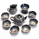 器美優(yōu)品 茶具套裝建盞鑲鎏銀曜變天目釉功夫茶具整套陶瓷泡茶壺茶杯送禮 曜變茶壺 10件