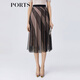 PORTS寶姿春夏新款女裝時(shí)尚印花半身裙百褶裙LM8S065KCP002 黑色 M (6)