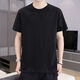 尚爵尤妮純棉短袖t恤國潮夏季男士寬松打底衫情侶裝潮流T半袖體恤 純黑無(wú)圖案 XL 130-145斤