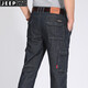 JEEP SPIRIT男士多口袋牛仔褲直筒寬松款春秋季中腰男褲休閑工裝拉鏈長(cháng)褲子 克色 44號3尺4腰圍