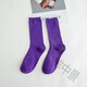 眸中景春夏女襪純色中筒堆堆襪女士糖果色彩色襪子薄款ins棉襪 紫 均碼 兩雙裝