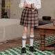 IVY HOUSE常春藤兒童裝女童裙子秋季新款  格子英倫格調(diào)嬌俏百褶短裙學(xué)院風(fēng) 咖啡色 130 cm